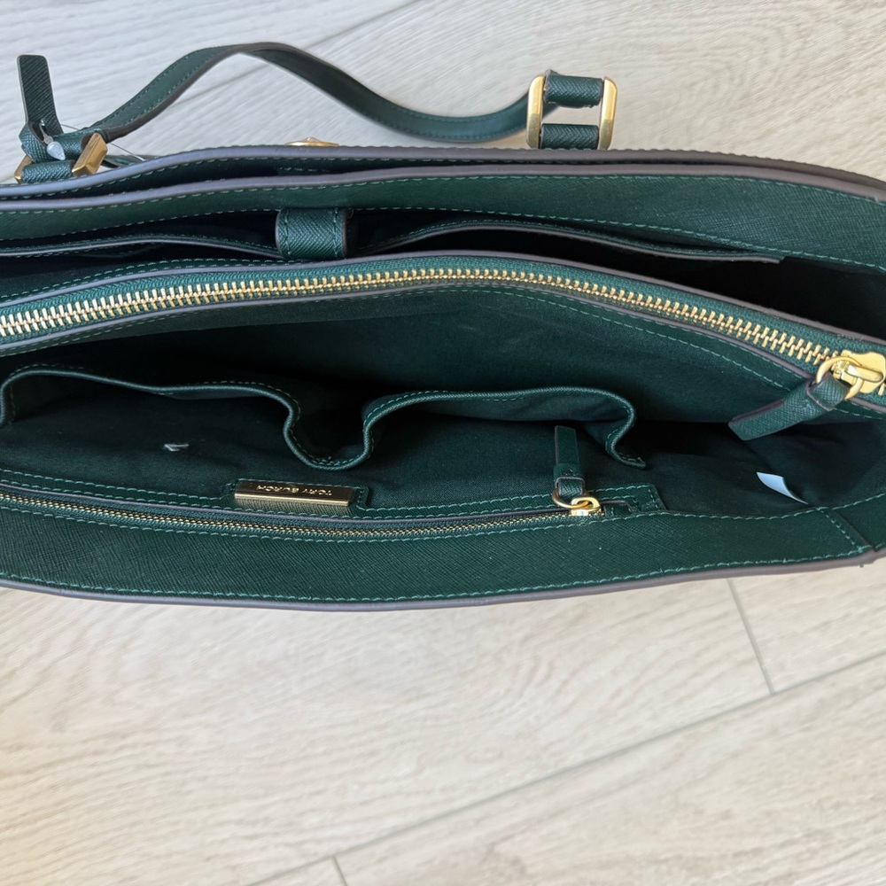 Tory Burch Forest Green Tote with Gold Accents - Picture 5 of 12